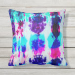 Artsy Summer Pink Blue Colourful Tie Dye Pattern Outdoor Pillow<br><div class="desc">This artsy and modern summer pattern is perfect for your seasonal style. It features a cool aqua, cobalt blue, bright pink, and purple tie-dye pattern on top of a simple white background. It's hipster, bohemian, and unique, giving you that fashionable and trendy look. ***IMPORTANT DESIGN NOTE: For any custom design...</div>