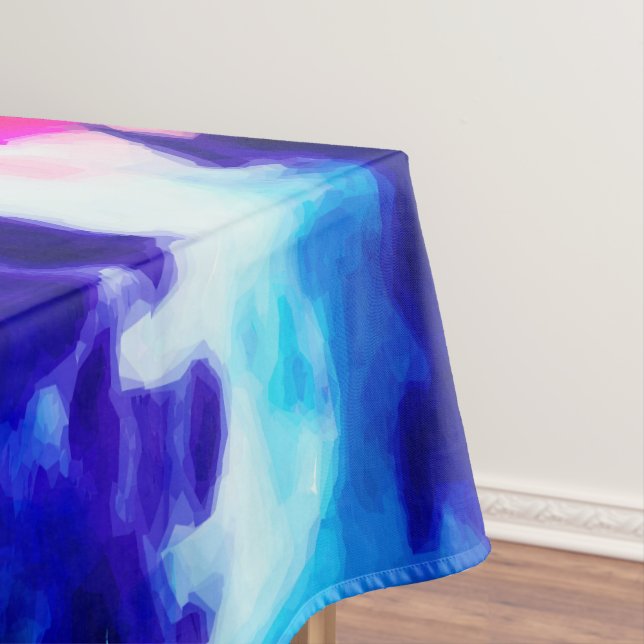 Artsy Summer Pink Blue Colourful Tie Dye Pattern Tablecloth (In Situ)