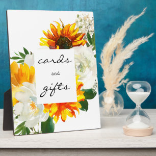 Artsy Sunflower Floral Cards & Gifts Sign Easel Plaque