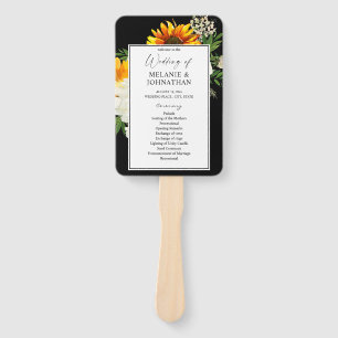 Artsy Sunflower Floral Wedding Ceremony Program2B Hand Fan