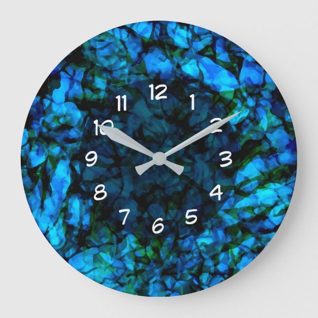Artsy Turquoise And Blue Wall Large Clock (Front)
