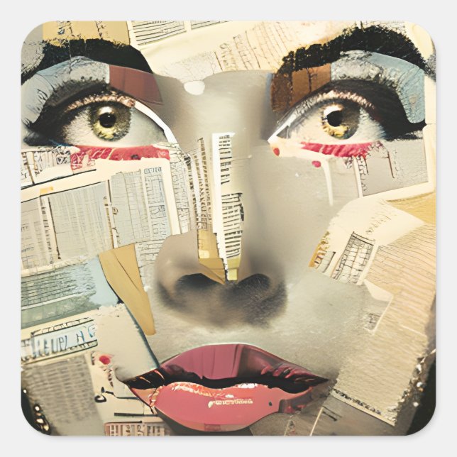 Artsy Unique Digital Art | Pretty Lady Abstract Square Sticker (Front)