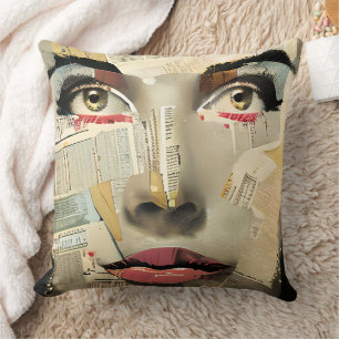 Artsy Unique Digital Art   Pretty Lady Abstract Throw Pillow