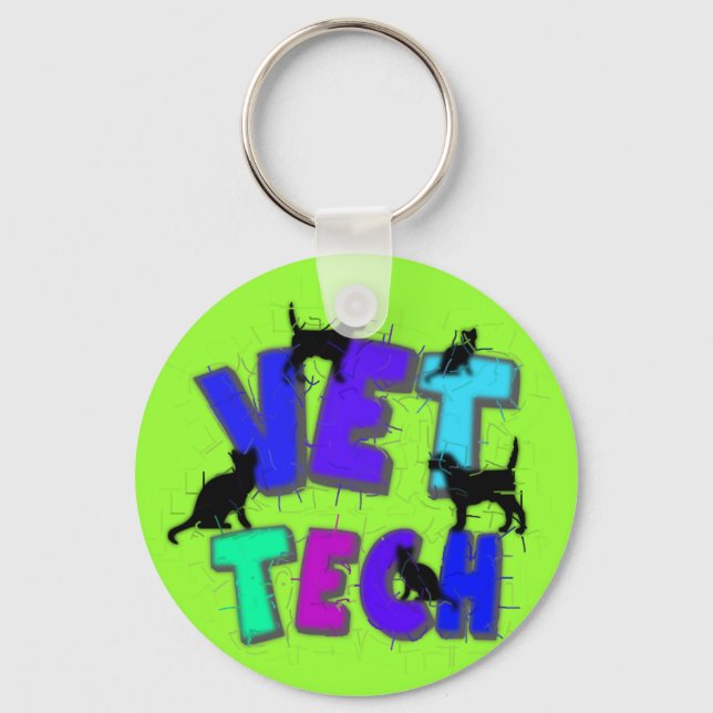 Artsy Vet Tech Gifts, Unique artist drawn design Keychain (Front)