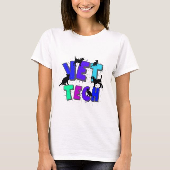 Artsy Vet Tech Gifts, Unique artist drawn design T-Shirt (Front)