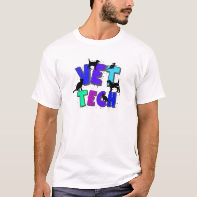 Artsy Vet Tech Gifts, Unique artist drawn design T-Shirt (Front)
