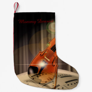 Artsy Violin Music Small Christmas Stocking