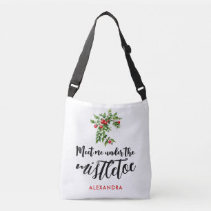 Artsy Whimsical Red And Green Mistletoe Watercolor Crossbody Bag