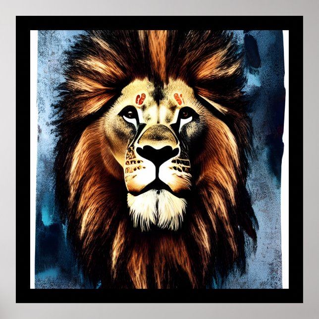 Artsy Wild African Lion Poster (Front)
