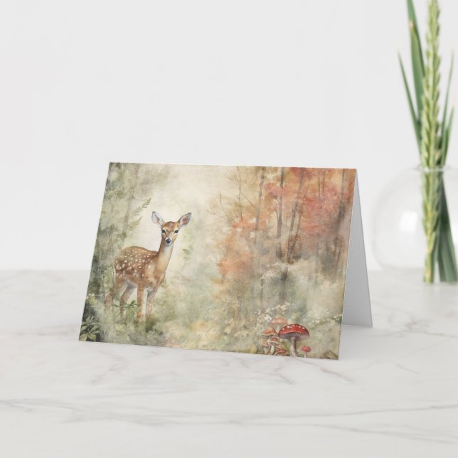 Artsy Woodland Animals Wildlife Deer Greeting  Card (Front)