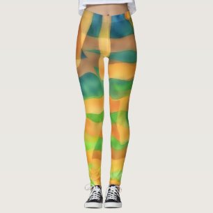Artsy Yellow and Blue Multi Leggings