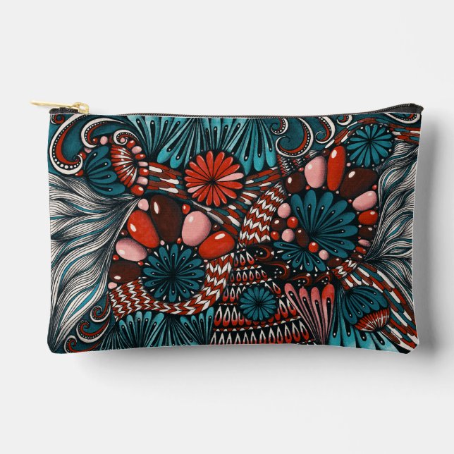 Artsy Zentangle Neurographica Pattern Zipper Pouch (Front)