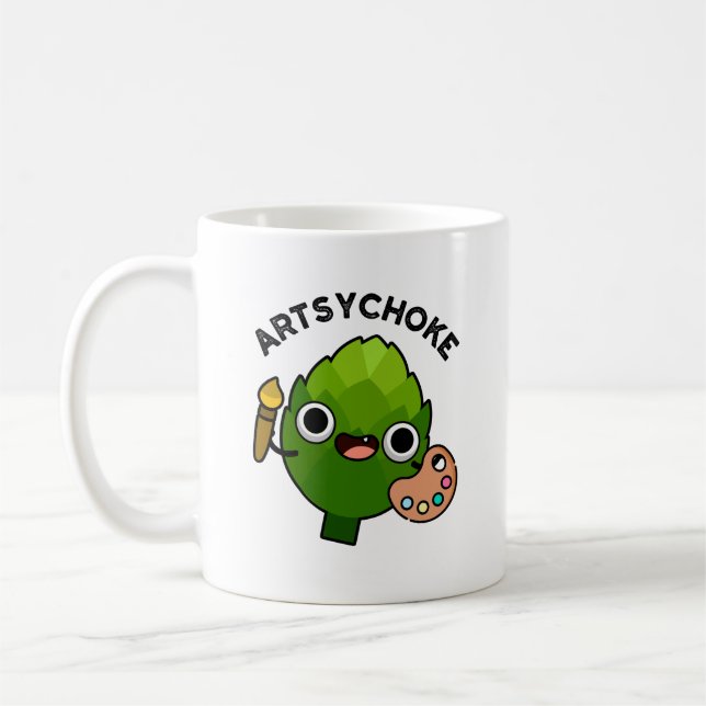 Artsychoke Funny Veggie Artichoke Pun  Coffee Mug (Left)