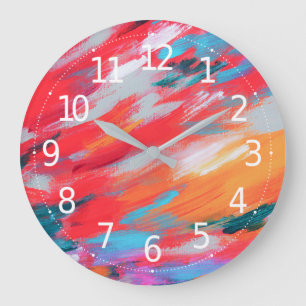 Artwork Acrylique Palette Abstraite   Horloge mura