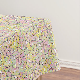 Artwork Flowers Modern Pink Green Yellow. Tablecloth