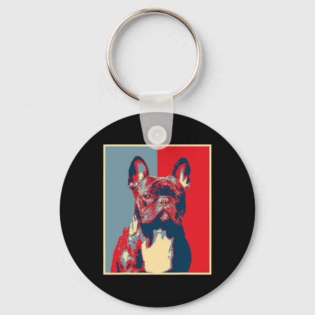 Artwork Frenchie - Vintage Silhouette French Bulld Keychain (Front)
