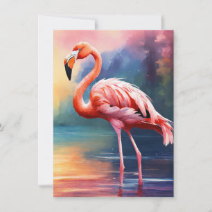 Artwork graphic of Pink Flamingo in the watercolor Card