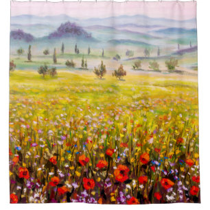 Artwork Italian tuscany cypresses landscape with m
