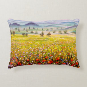 Artwork Italian tuscany cypresses landscape with m Accent Pillow