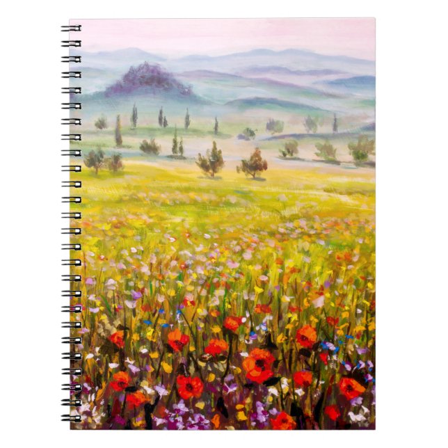 Artwork Italian tuscany cypresses landscape with m Notebook (Front)