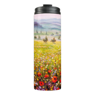 Artwork Italian tuscany cypresses landscape with m Thermal Tumbler