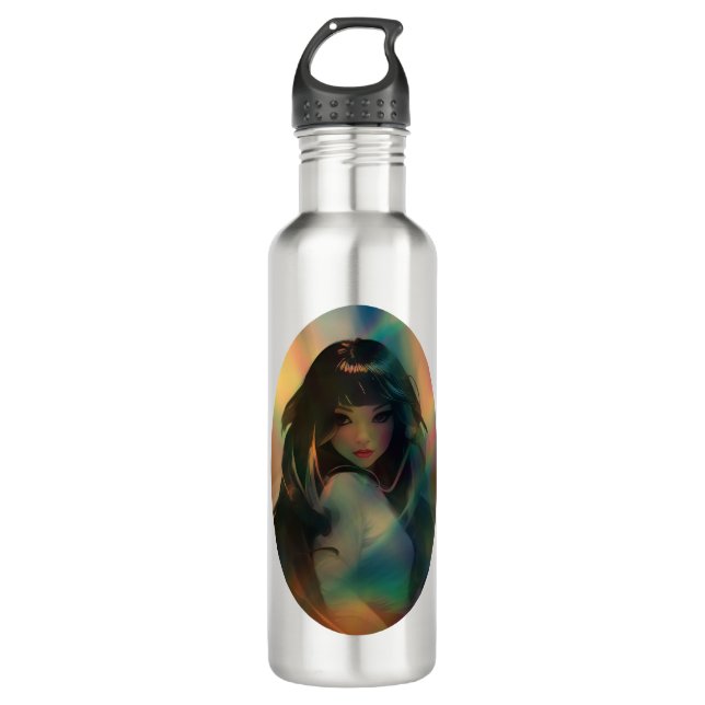 Artwork of Anime Girl Surrounded by Rainbow Light 710 Ml Water Bottle (Front)