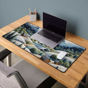 Artwork of Winter Mountain Scene Desk Mat