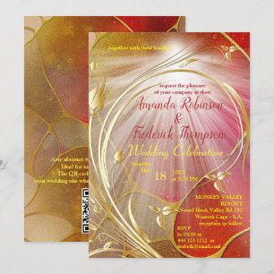 Arty abstract Gold flower Magenta 2023 colour Invi Invitation
