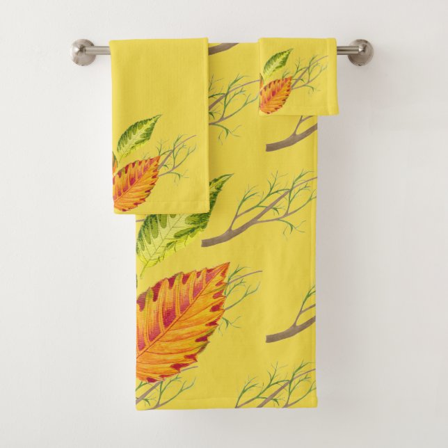 Arty Automne sur un ensemble de serviettes de bain (En situation)