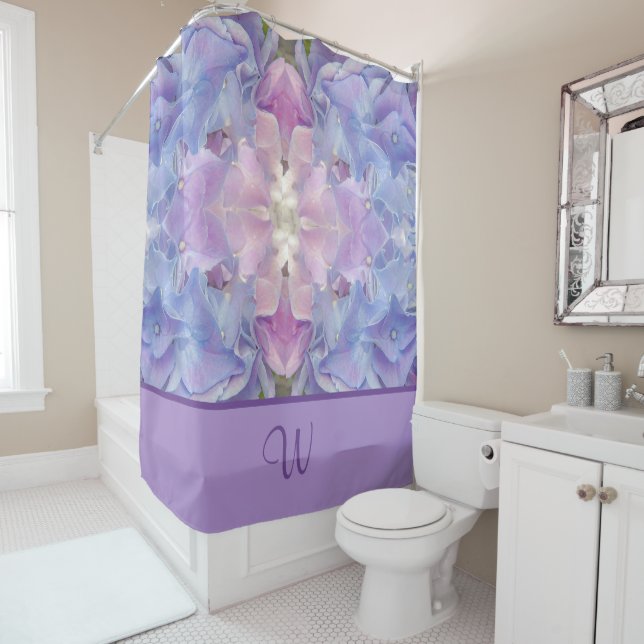 Arty Blue Purple Lavender Pink Floral Monogram (In Situ)