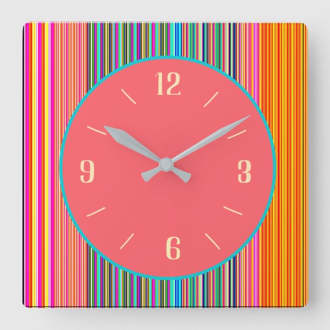 Arty Candy Striped Border+ Pink Centre Clock (Front)