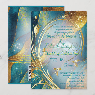 Arty Gold Fleur abstraite Invitation