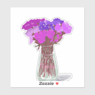 Arty Happy Colourful Flowers In Vase  +Custom Name