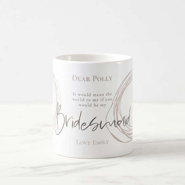 Arty Modern Lines Bridesmaid request Coffee Mug (Center)