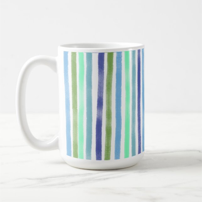 Arty Paint Wavy Lines Original Colourful Pattern Coffee Mug (Left)