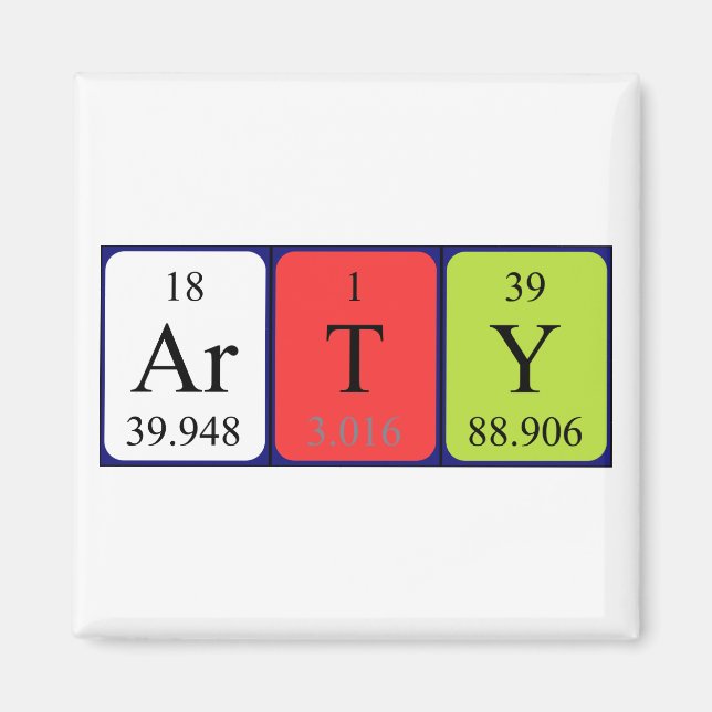 Arty periodic table name magnet (Front)