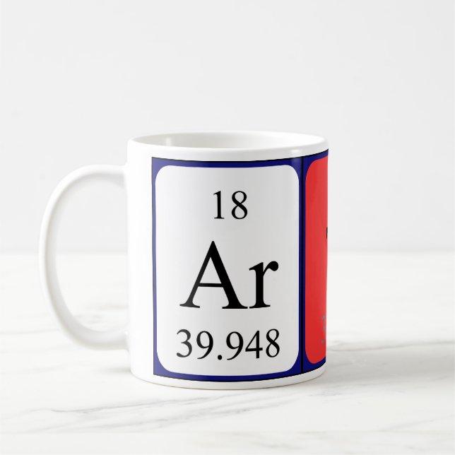 Arty periodic table name mug (Left)