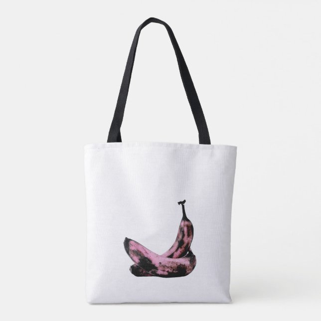 Arty Pink Black White Bananas Tote Bag (Back)