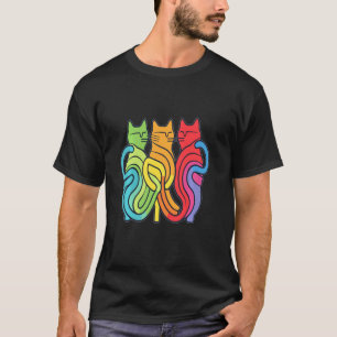 Arty Rainbow Puzzle Rainbow Cat Rave T-Shirt