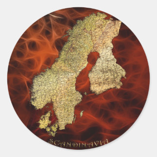 Arty Scandinavian Map Educational Gift Classic Round Sticker