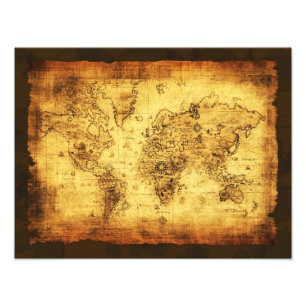 Arty Vintage Old World Map Print