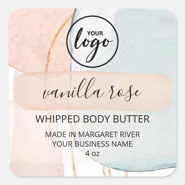 Arty Watercolor Pastel Body Butter Logo Label (Front)