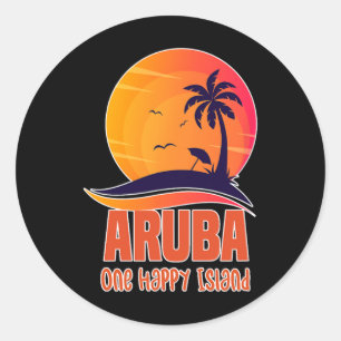 Aru One Happy Island Beautiful Sunset Beach Classic Round Sticker