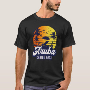 Aruba 2023 Caribe Sunset Beach Retro Premium T-Shirt
