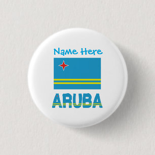 Aruba and Aruban Flag Blue Personalization 1 Inch Round Button