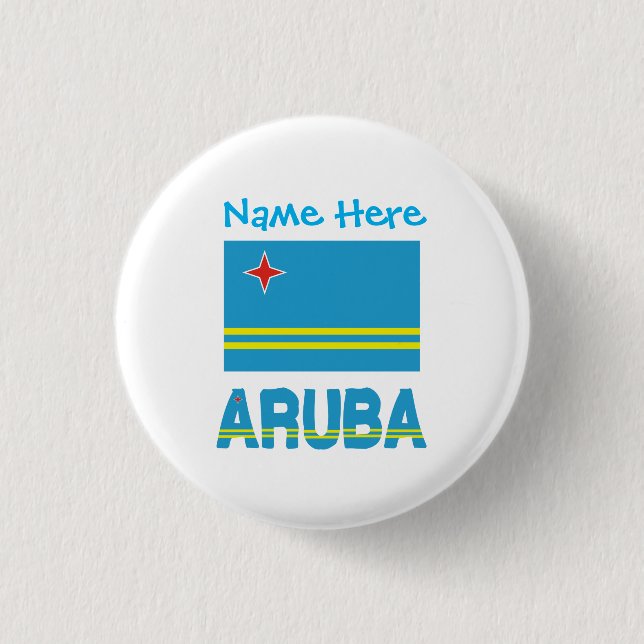 Aruba and Aruban Flag Blue Personalization  1 Inch Round Button (Front)