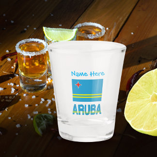 Aruba and Aruban Flag Blue Personalization Shot Glass