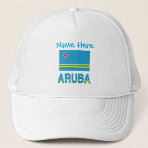 Aruba and Aruban Flag Blue Personalization Trucker Hat