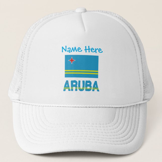 Aruba and Aruban Flag Blue Personalization  Trucker Hat (Front)