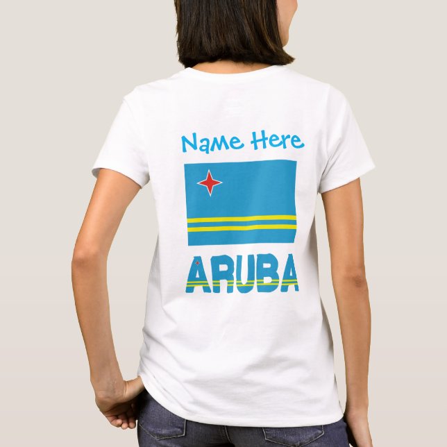 Aruba and Aruban Flag Blue Personalization Women's T-Shirt (Back)